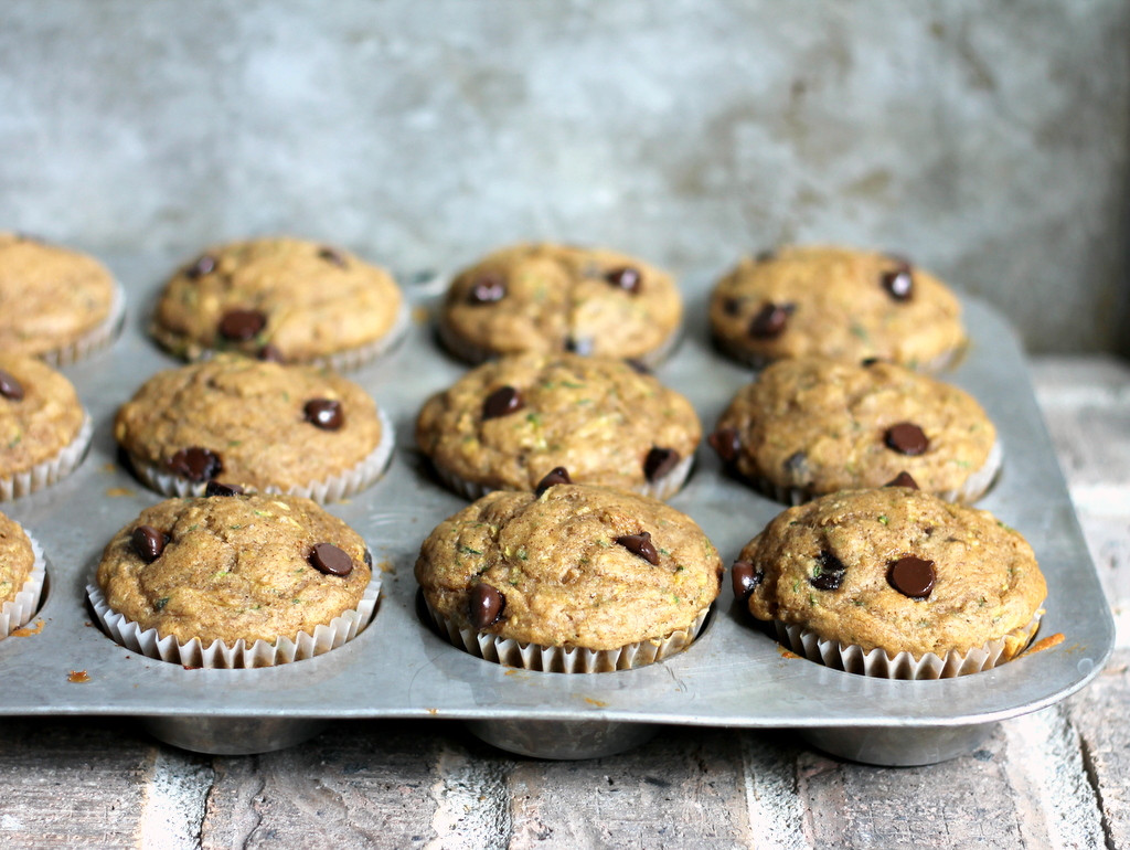 Healthy Banana Chocolate Chip Muffins
 Skinny Zucchini Banana Chocolate Chip Muffins