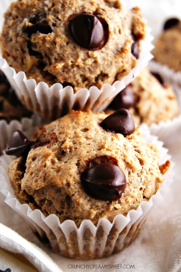 Healthy Banana Chocolate Chip Muffins
 Healthy Banana Chocolate Chip Muffins Crunchy Creamy Sweet