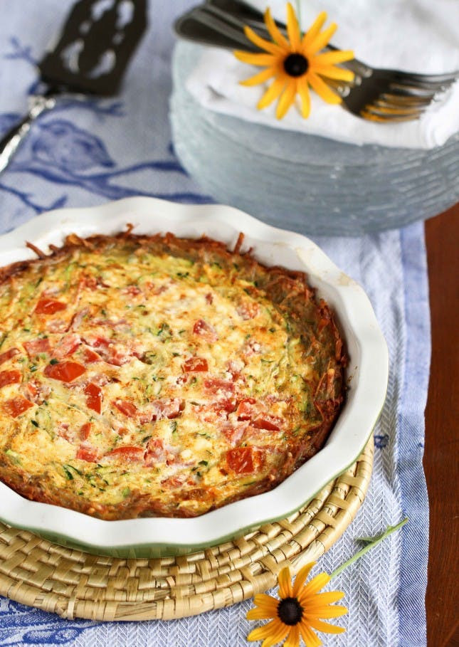 Healthy Breakfast Quiche
 Potato Crusted Ve arian Quiche Recipe with Zucchini