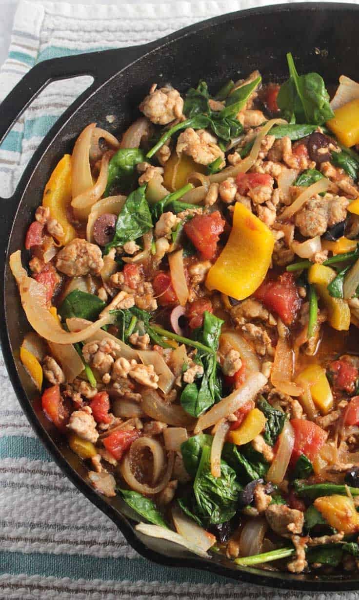 Healthy Dinner Ideas Pinterest
 Greek Turkey Spinach Skillet SundaySupper