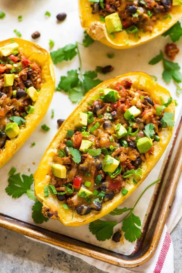 Healthy Spaghetti Squash Recipes
 Taco Spaghetti Squash Boats