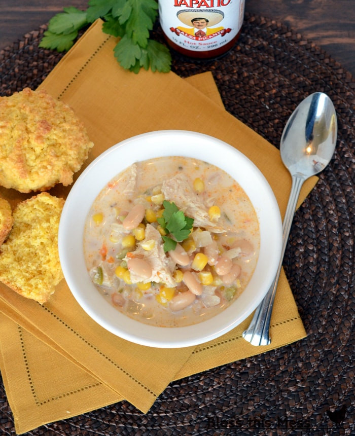 Healthy White Chicken Chili
 White Chicken Chili lightened up Bless This Mess