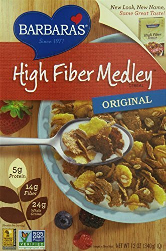 High Fibre Breakfast Cereals
 Barbara s High Fiber Medley Cereal Original 12 Ounce