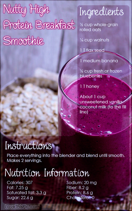 High Protein Smoothie Recipes
 Nutty High Protein Breakfast Smoothie s