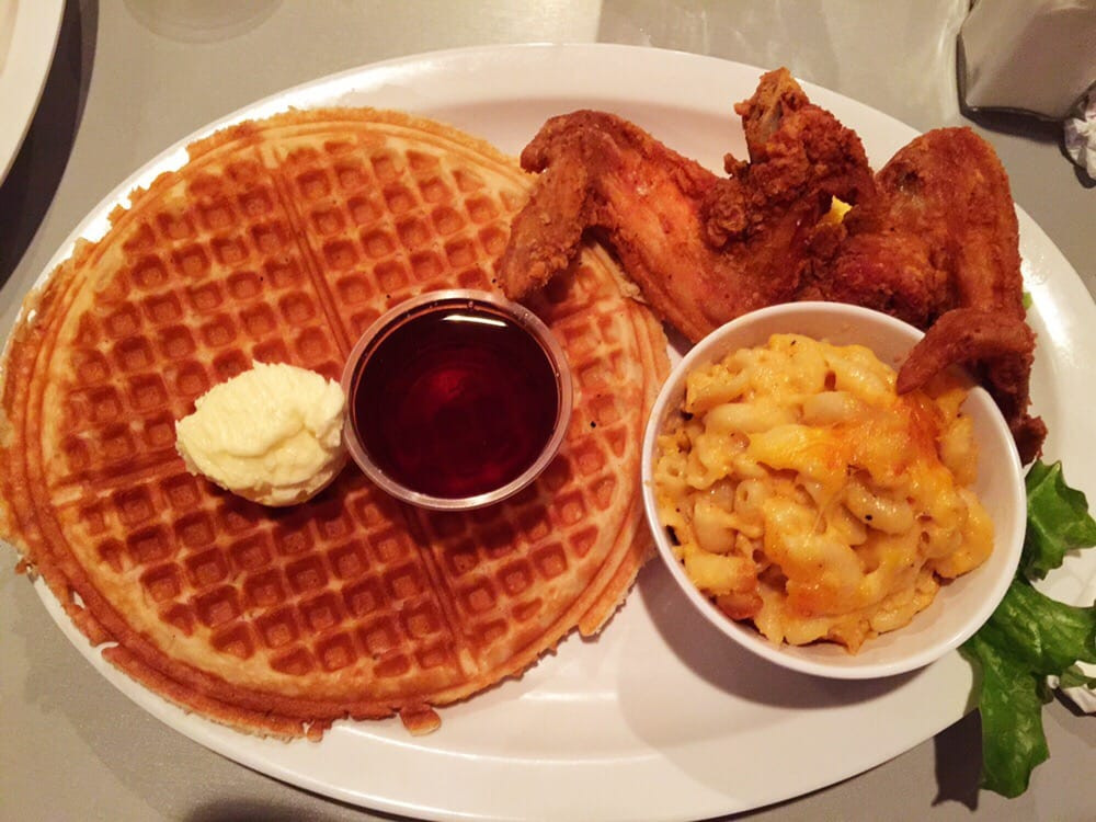 Home Of Chicken And Waffles
 Keith s tackle 2 wings 1 waffle and Mac and cheese Yelp