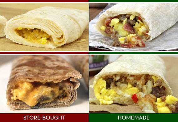 Homemade Breakfast Burritos
 Homemade Frozen Breakfast Burrito Assembly Line