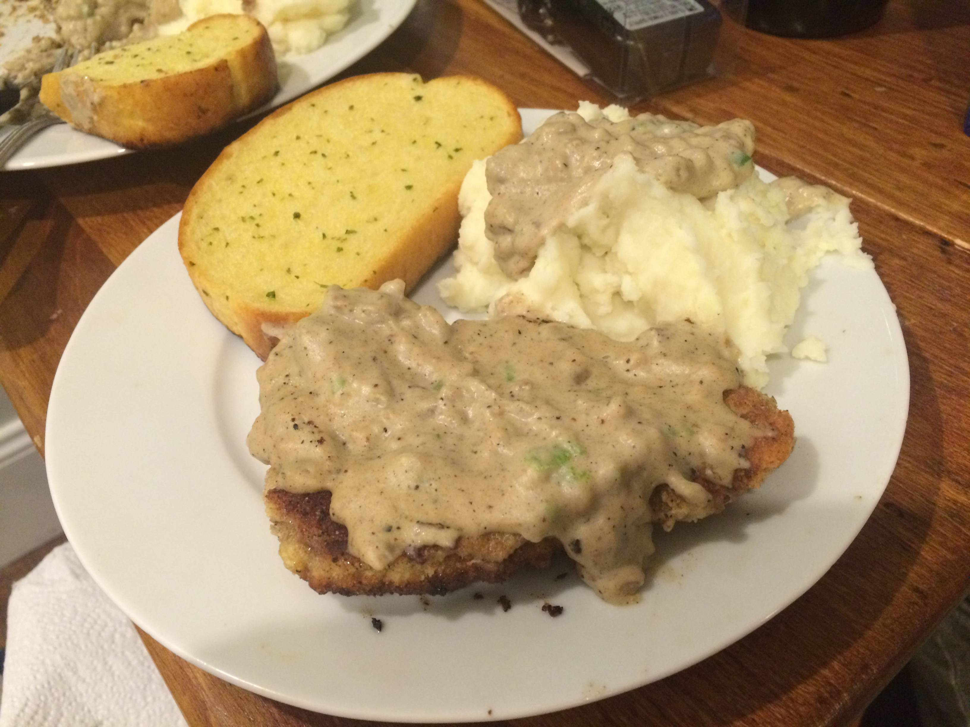 Homemade Chicken Fried Steak
 Homemade chicken fried steak w jalapeño gravy from