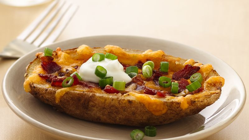 Homemade Potato Skins
 Cheesy Bacon Potato Skins recipe from Betty Crocker