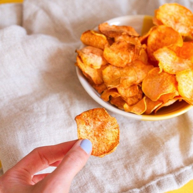 Homemade Sweet Potato Chips
 Homemade Sweet Potato Chips in the Dehydrator