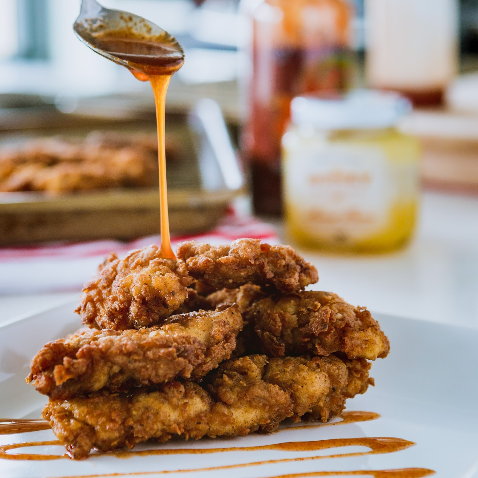 Honey Fried Chicken
 H is for Hot Honey Fried Chicken Strips