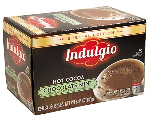 Hot Chocolate K Cups
 Indulgio Mint Chocolate Hot Cocoa 12 Count Single Serve
