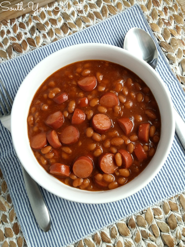 Hot Dogs And Beans
 South Your Mouth Franks & Beans