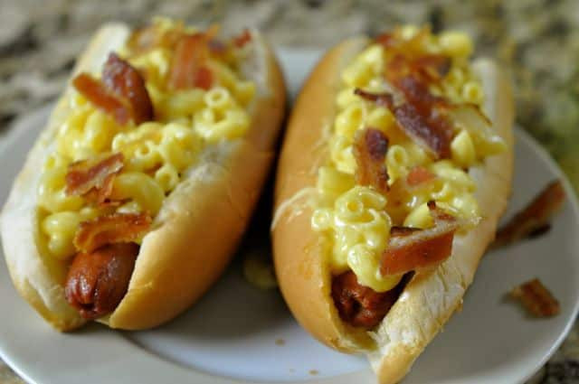 Hot Dogs And Mac And Cheese
 Truffle Macaroni and Cheese Bacon Hot Dog inspired by