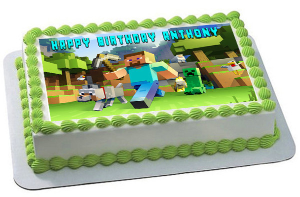 How Big Is A 1/4 Sheet Cake
 MINECRAFT Characters 2 Edible Birthday Cake Topper