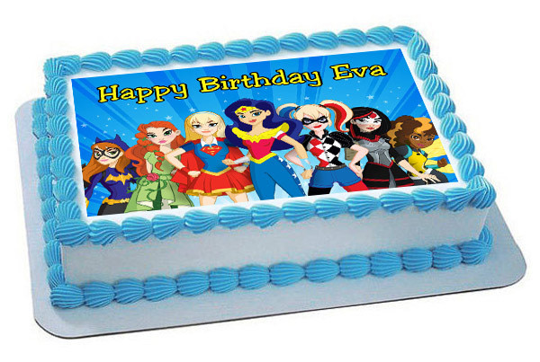 How Big Is A 1/4 Sheet Cake
 DC Superhero Girls Edible Birthday Cake Topper