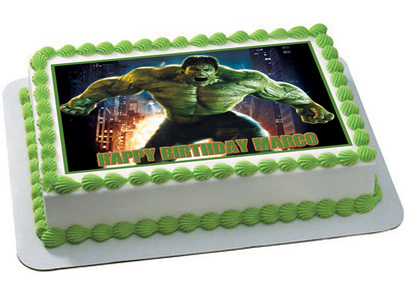 How Big Is A 1/4 Sheet Cake
 Hulk Edible Birthday Cake Topper