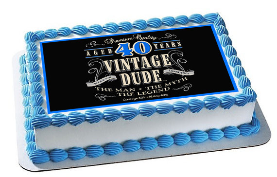 How Big Is A 1/4 Sheet Cake
 Vintage Dude 40th Green Edible Birthday Cake Topper