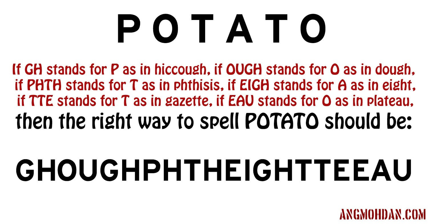 How Do You Spell Potato
 Crazy English Spelling and Pronunciation angmohdan