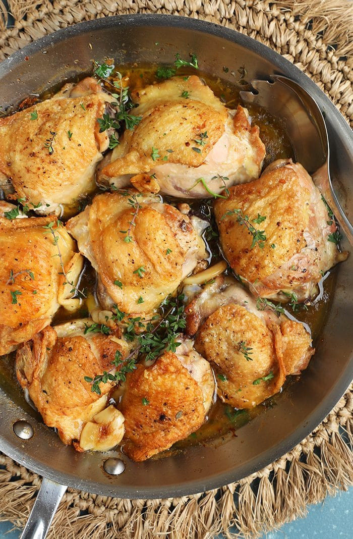 How Long Do You Bake Chicken Thighs
 Crispy Baked Chicken Thighs with Garlic Herb Sauce The