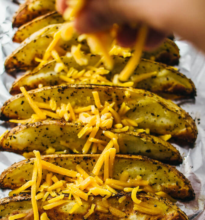 How Long To Bake Potato Wedges
 Baked potato wedges with melted cheddar cheese savory tooth