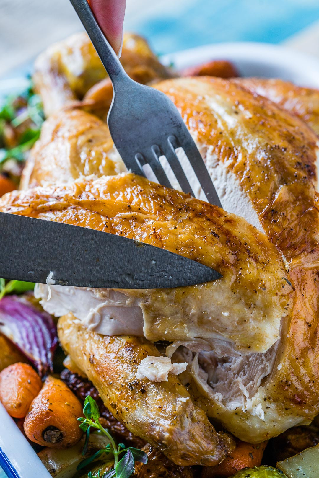 How Long To Bake Whole Chicken At 350
 Whole Roasted Chicken And Veggies Recipe