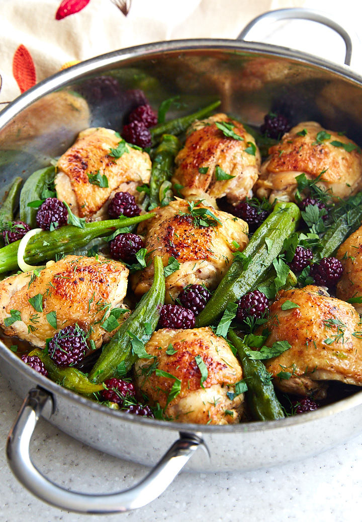 How Long To Deep Fry Chicken Thighs
 Pan Fried Chicken Thighs with Okra and Blackberries i