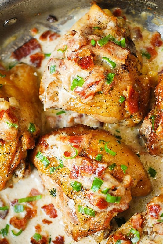 How To Cook Bone In Chicken Thighs
 Pan Fried Chicken with Creamy Bacon Sauce Julia s Album