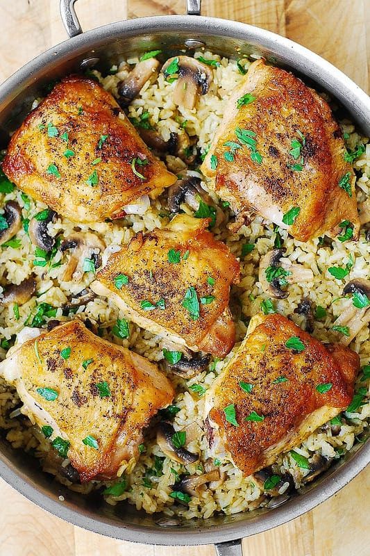 How To Cook Chicken Thighs In A Pan
 Chicken Thighs with Mushroom Rice Julia s Album