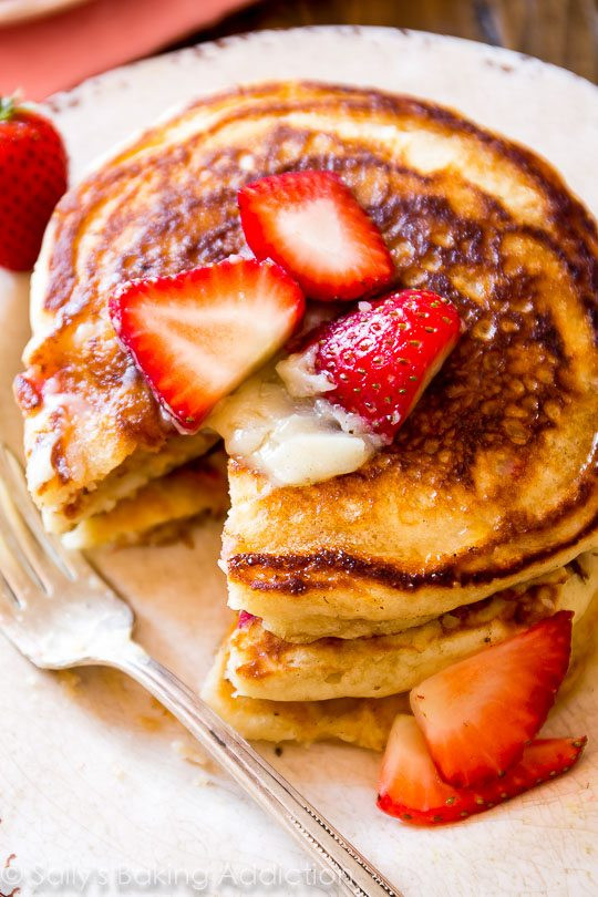 How To Make Buttermilk Pancakes
 Strawberry Buttermilk Pancakes with Honey Butter