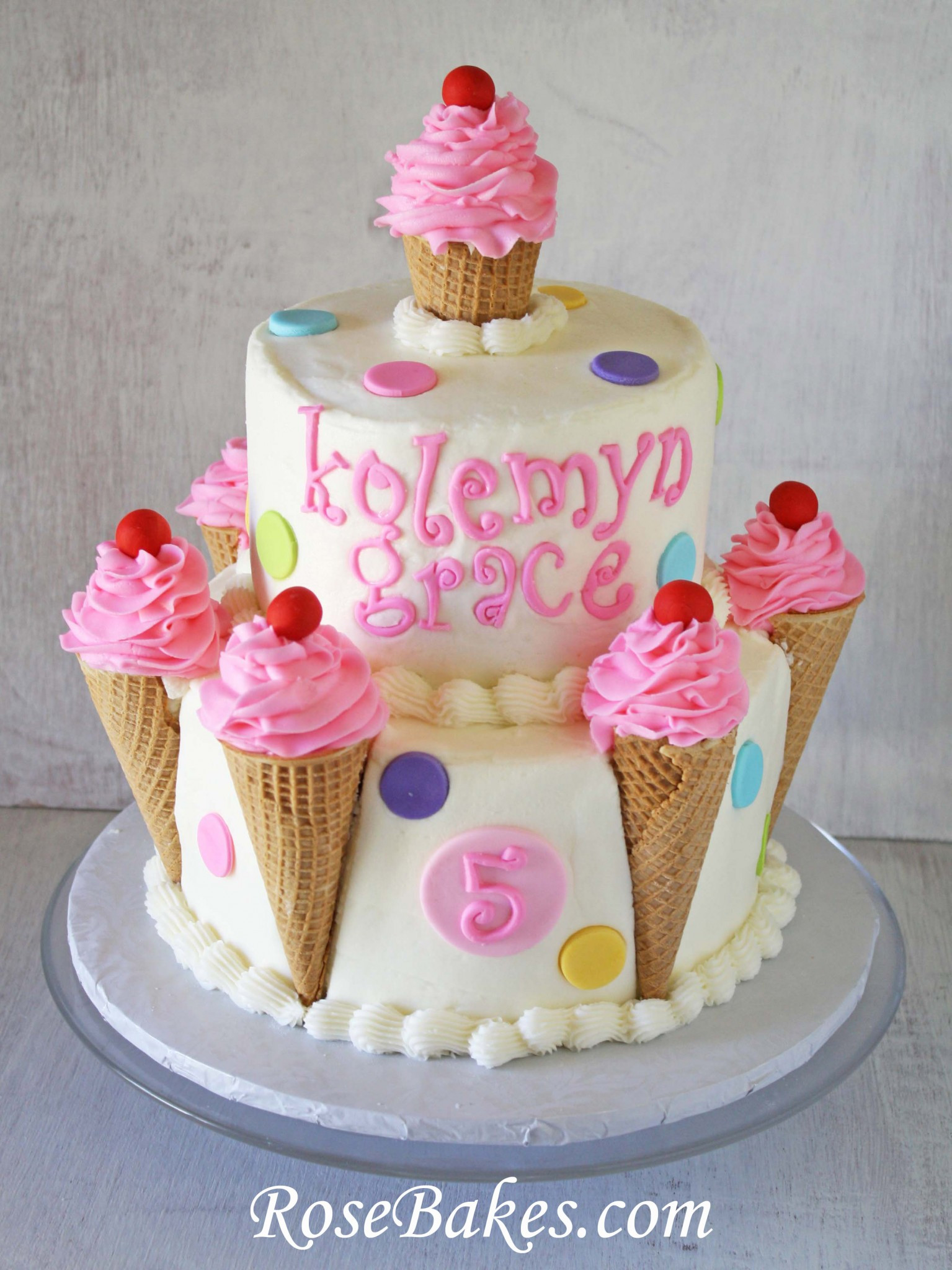 Ice Cream Birthday Cake
 Ice Cream Cones Birthday Cake