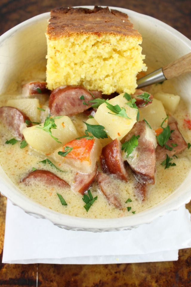 Idaho Potato Recipes
 Slow Cooker Cheesy Smoked Sausage and Idaho Potato Soup