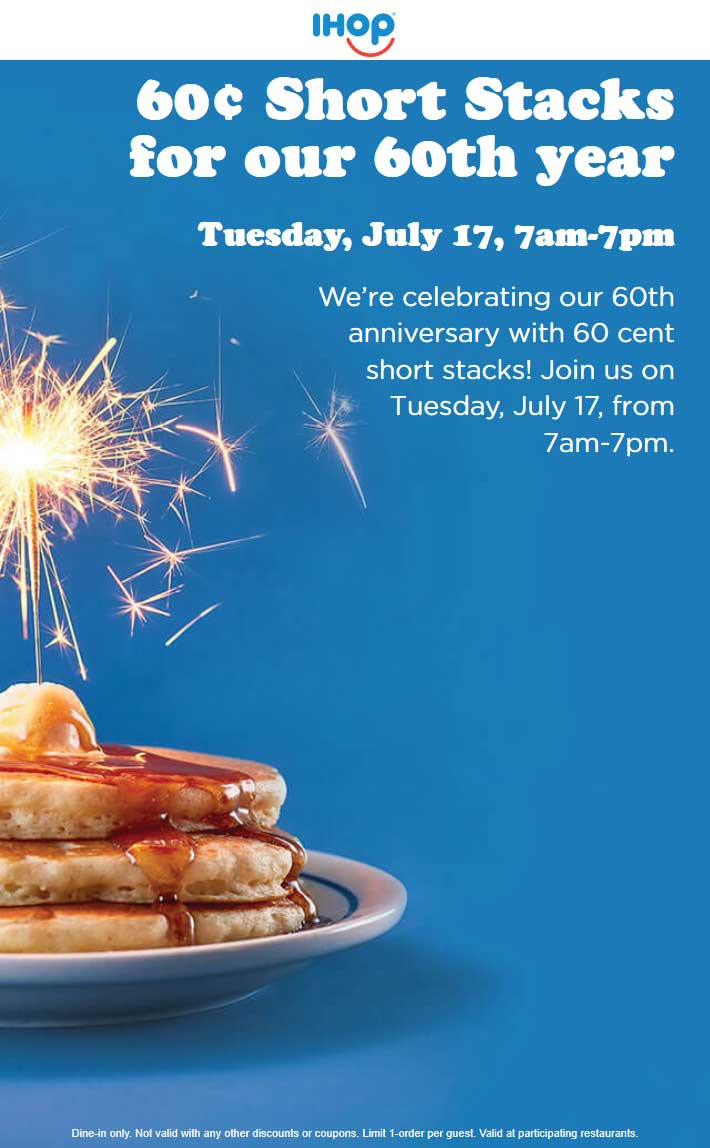 Ihop 60 Cent Pancakes
 IHOP Coupons Free pancakes the 7th at IHOP