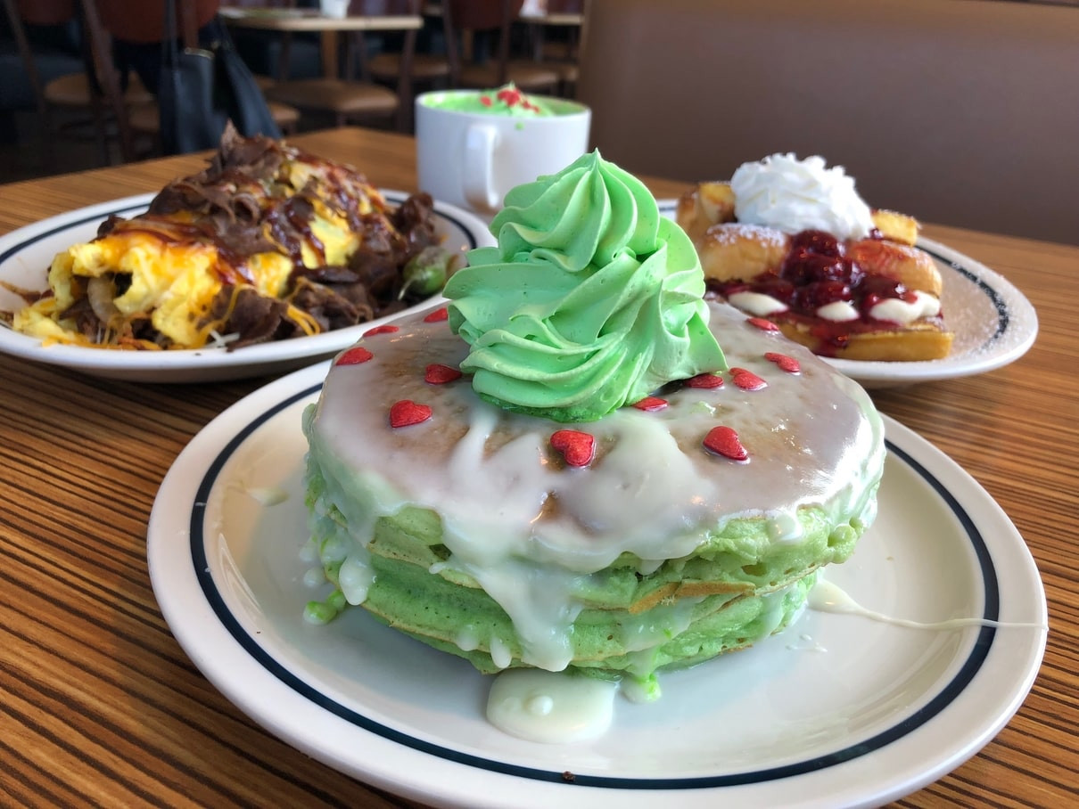 Ihop Grinch Pancakes
 IHOP s New Holiday Menu Features A MASSIVE BBQ Omelette
