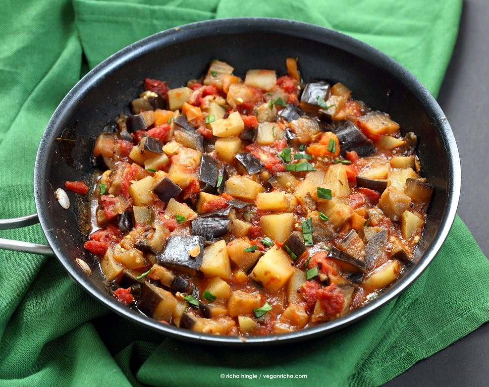 Indian Eggplant Curry
 Aloo Baingan Recipe Potato Eggplant Curry Vegan Richa