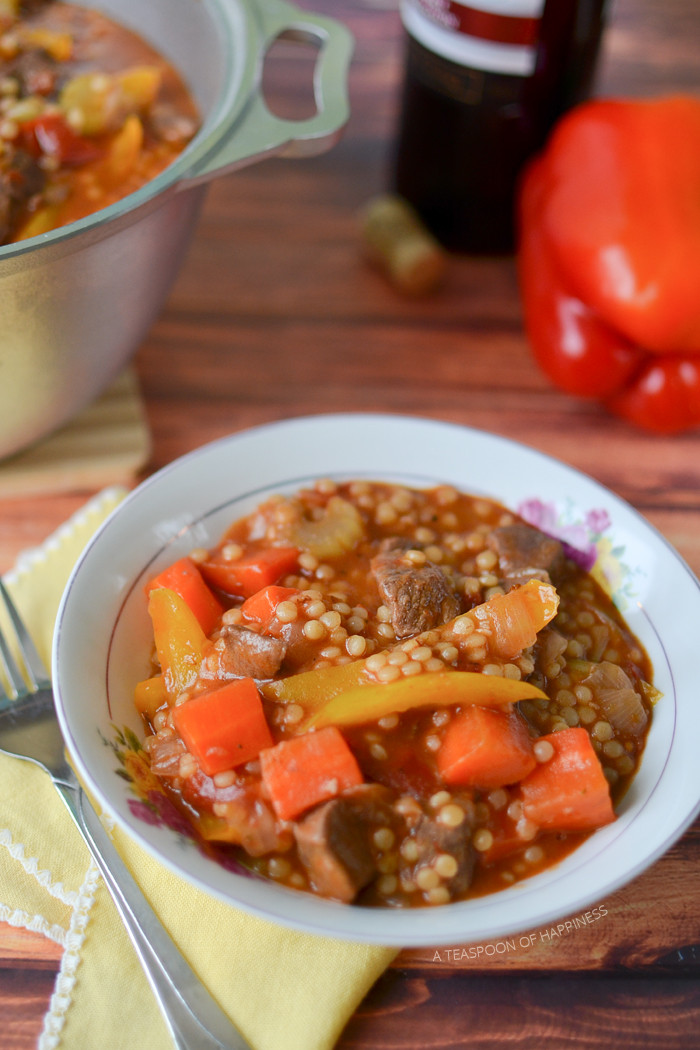 Italian Beef Stew
 Italian Beef Stew with Israeli Couscous Simply Whisked
