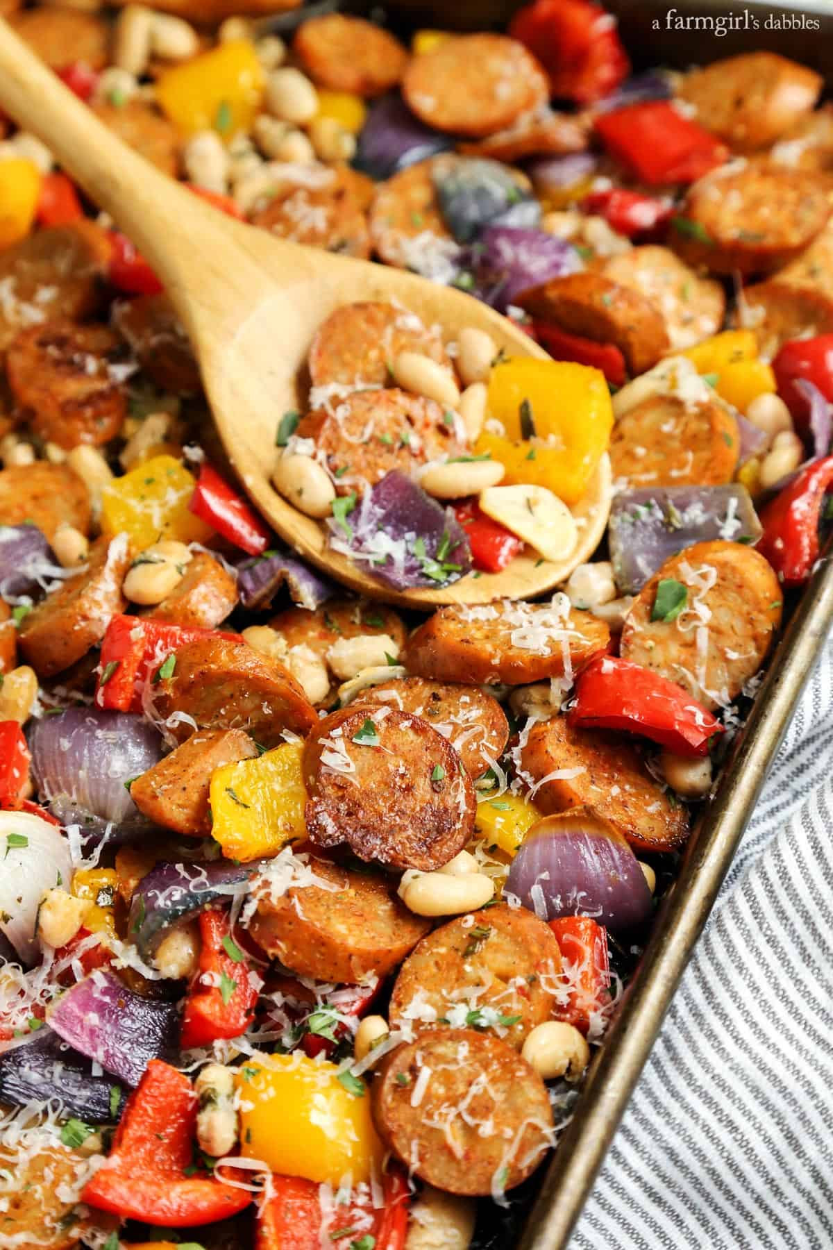Italian Chicken Sausage
 Sheet Pan Italian Chicken Sausage with White Beans and