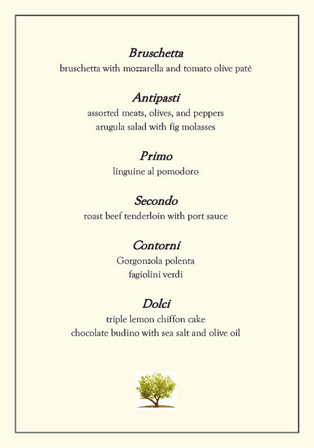 Italian Dinner Menu
 Italian Dinner Menu