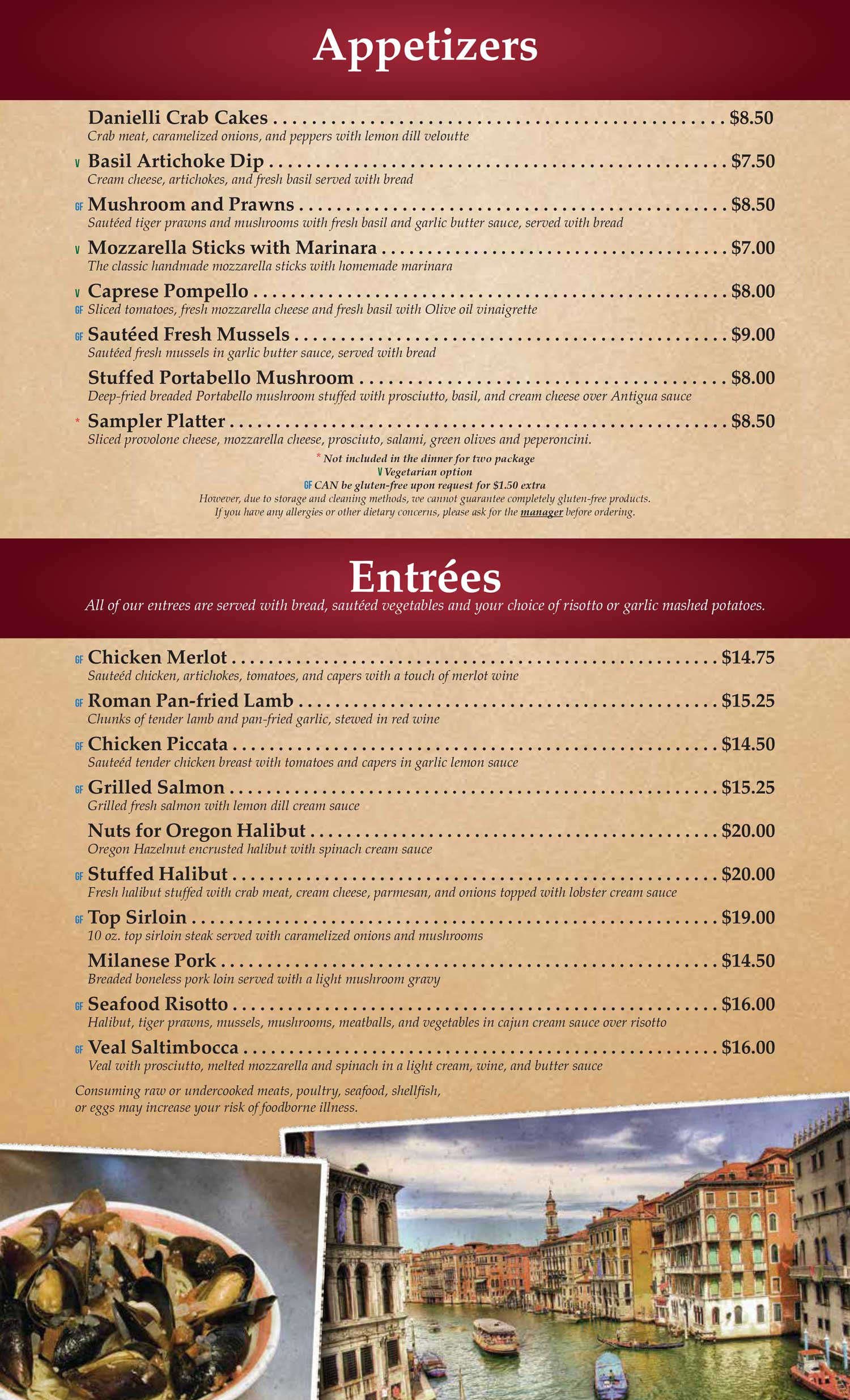 Italian Dinner Menu
 Italian Dinner Menu Traditional Italian Food