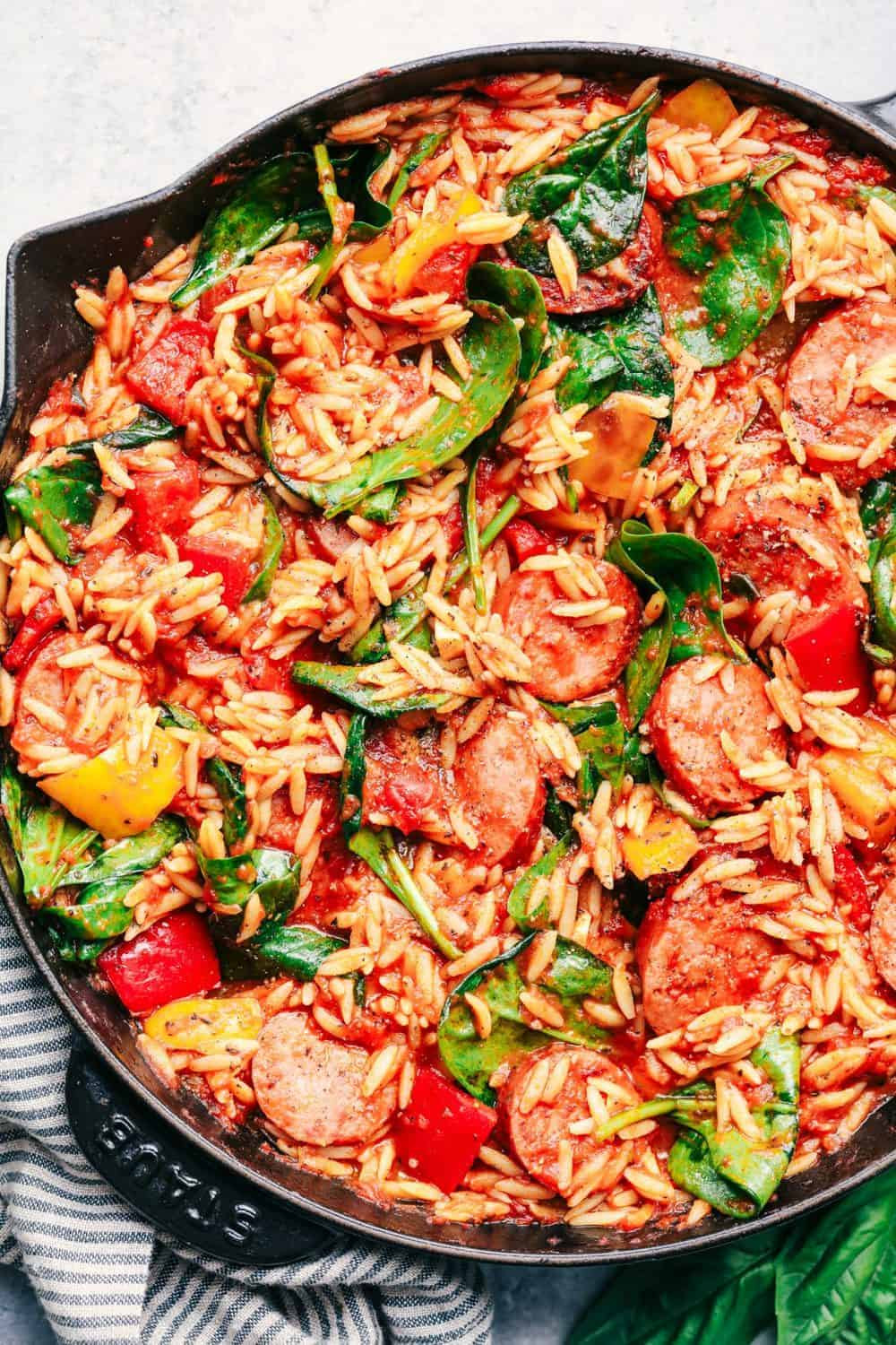 Italian Sausage Recipes
 Italian Sausage and Ve able Orzo Skillet