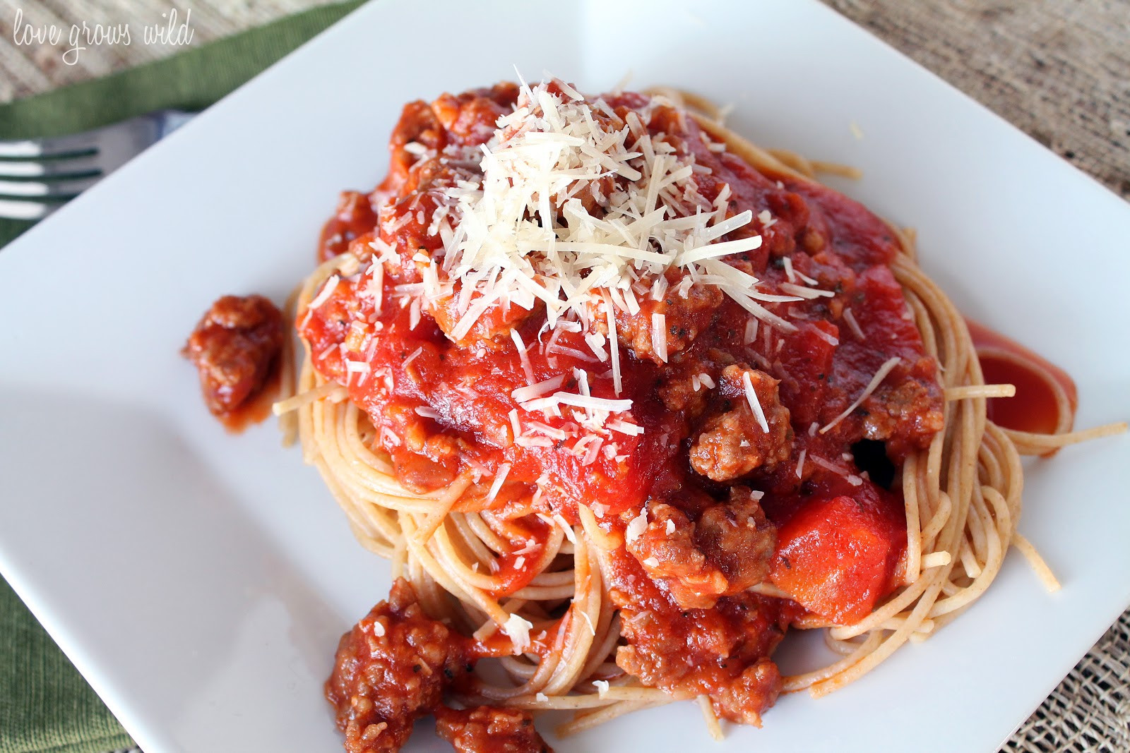 Italian Spaghetti Recipe
 Spaghetti Sauce with Italian Sausage Love Grows Wild