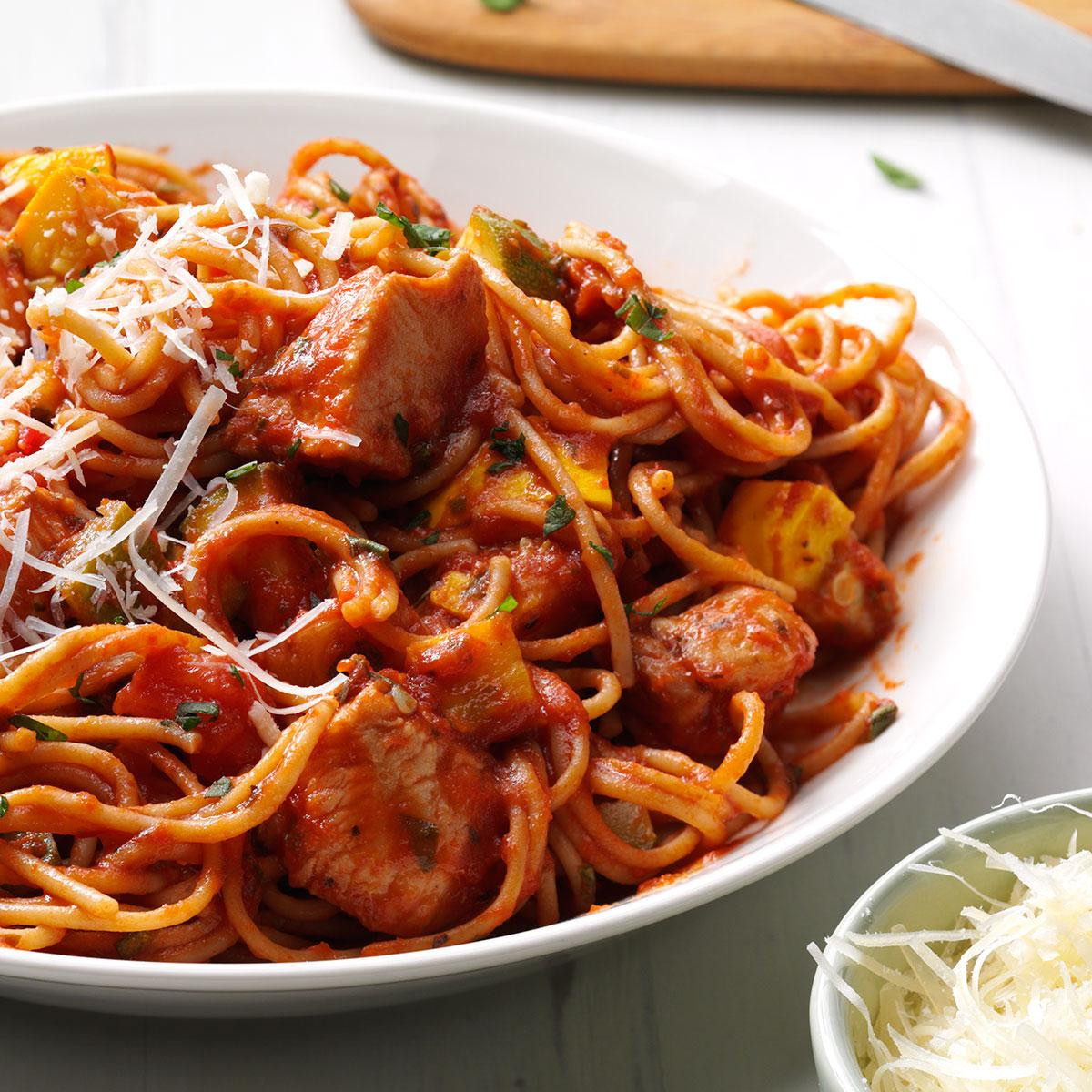 Italian Spaghetti Recipe
 Italian Spaghetti with Chicken & Roasted Ve ables Recipe