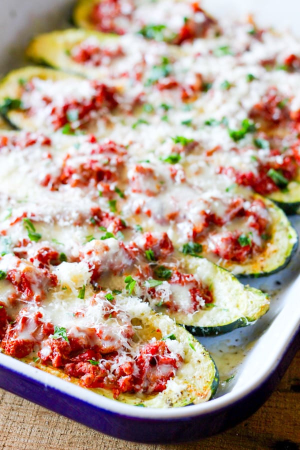 Italian Stuffed Zucchini Boats
 zucchini boats with ground turkey