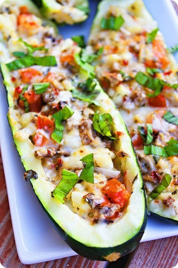 Italian Stuffed Zucchini Boats
 Spicy Italian Stuffed Zucchini Boats