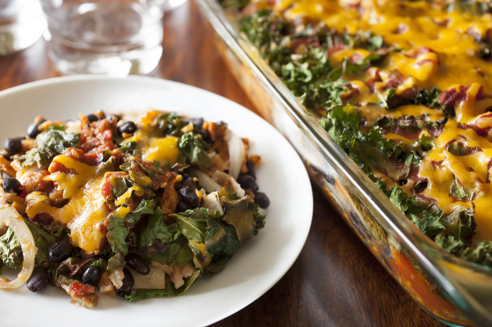 Kale Dinner Recipes
 Easy Enchilada Casserole with Kale and Sweet Potatoes