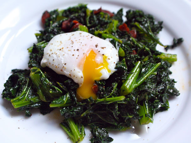 Kale Dinner Recipes
 Kale with Chorizo and Poached Eggs Recipe