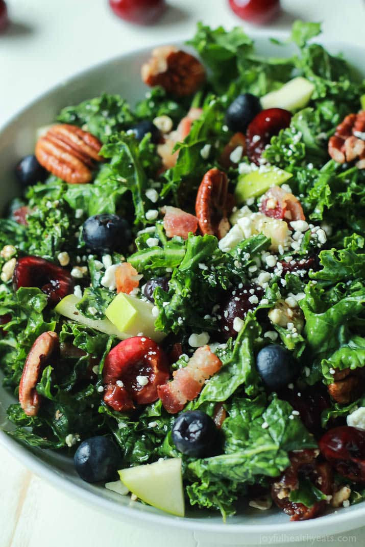 Kale Salad Recipes
 Cherry Summer Kale Salad with Balsamic Vinaigrette