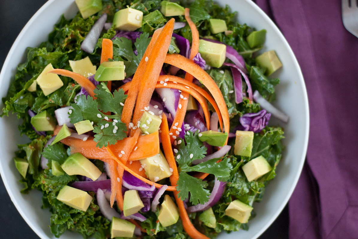 Kale Salad Recipes
 Asian Raw Kale Salad with Red Pepper Dressing Cookie and