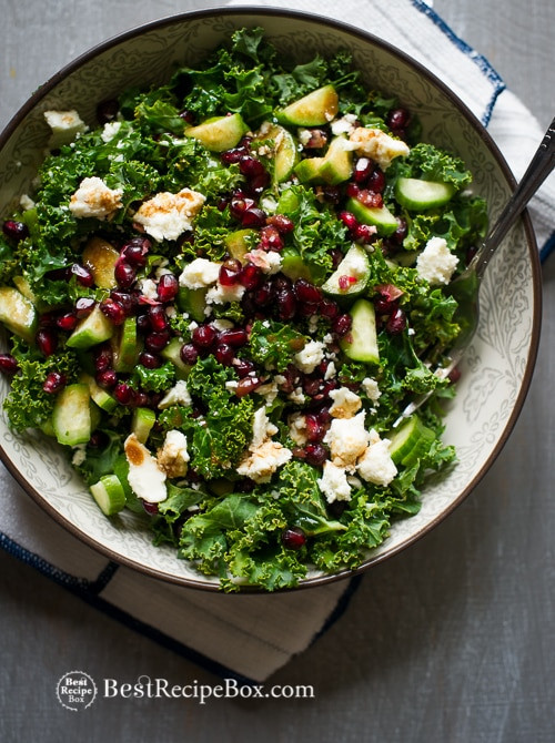 Kale Salad Recipes
 Healthy Kale Salad recipe w Pomegranate Seeds