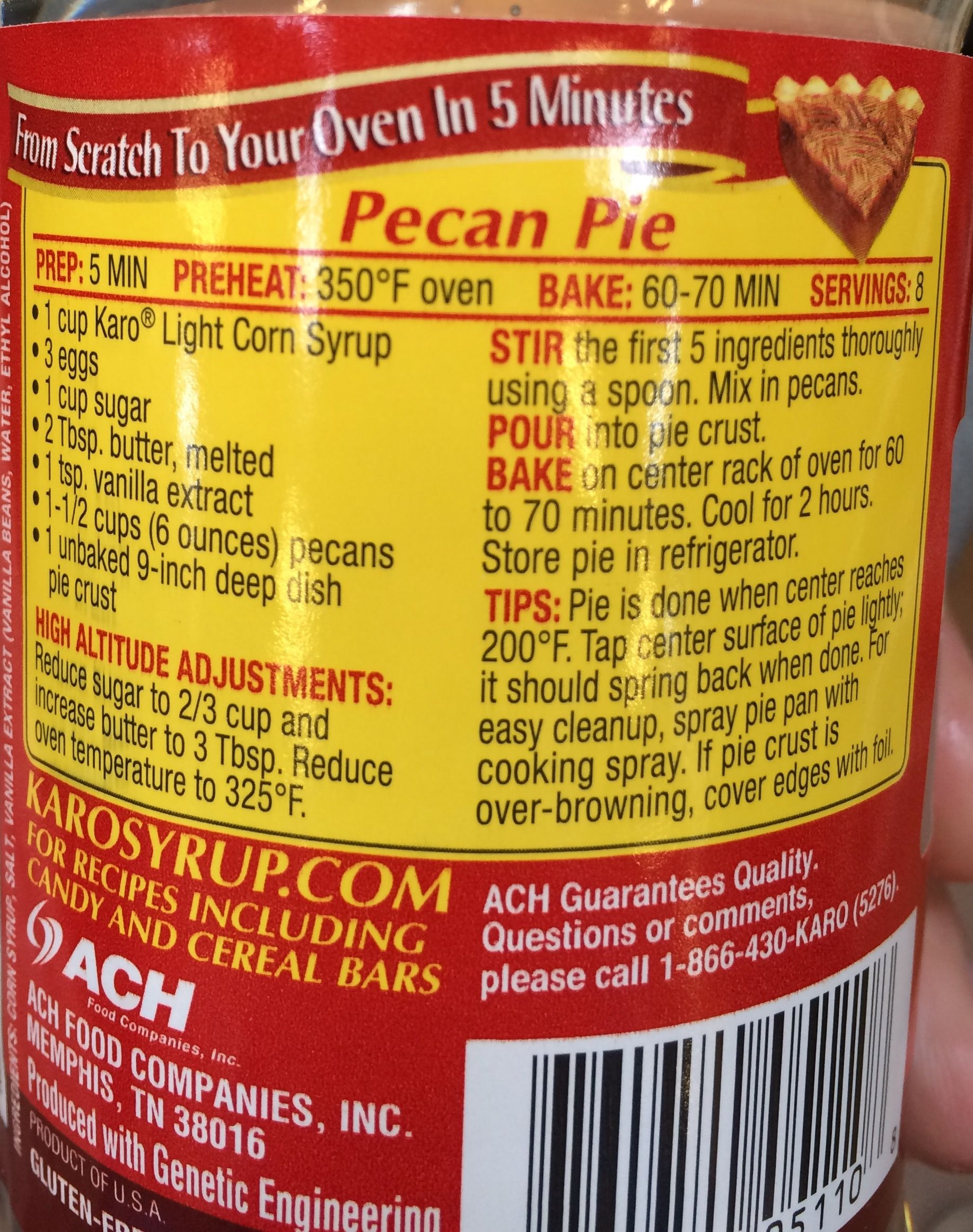 Karo Pecan Pie
 Pecan Pie Recipe from the back of the Karo Syrup bottle