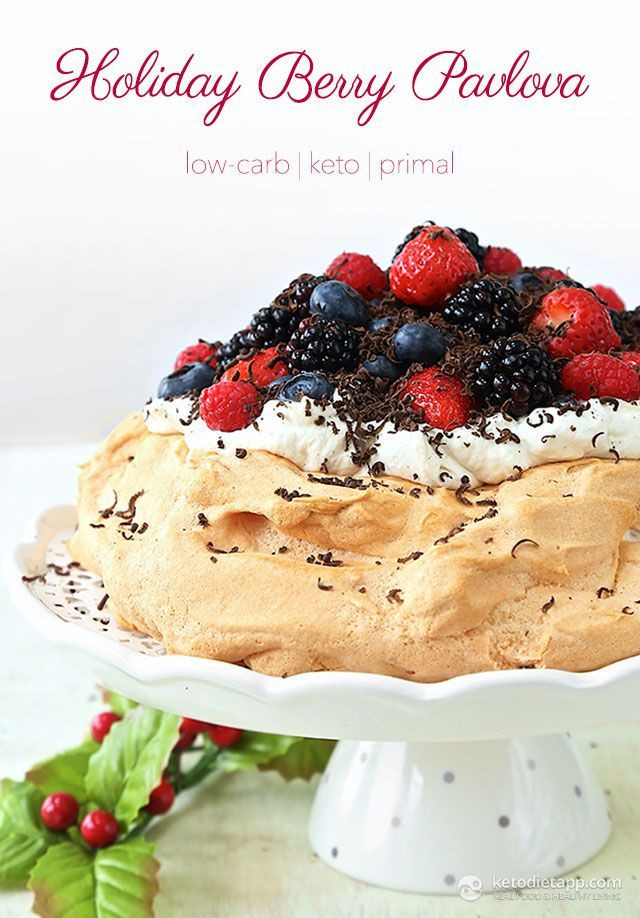 Keto Christmas Desserts
 Holiday Berry Pavlova low carb keto primal paleo